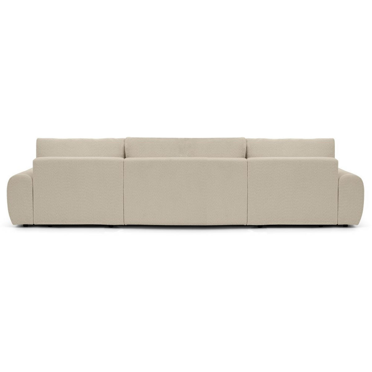 WOHNLANDSCHAFT Oliver mit Schlaffunktion, Beige, Bouclé-Stoff - Beige/Schwarz, Holzwerkstoff (355/87/160cm) - Beautysofa
