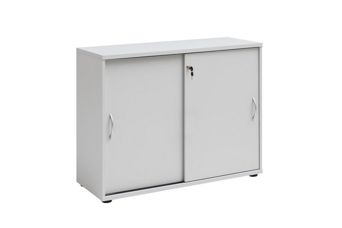 SCHIEBETÜRENSCHRANK Lion Small 76x100x40 cm 2 Fächern Lichtgrau - Grau, Holz (100/76/40cm) - PROREGAL