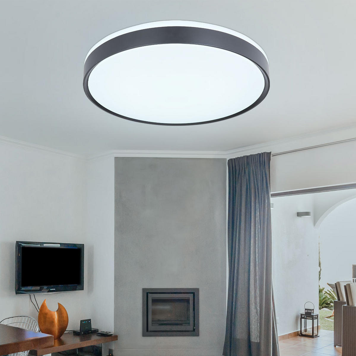 LED DECKENLEUCHTE SONNY Schwarz - Schwarz, Metall (49/49/9cm)