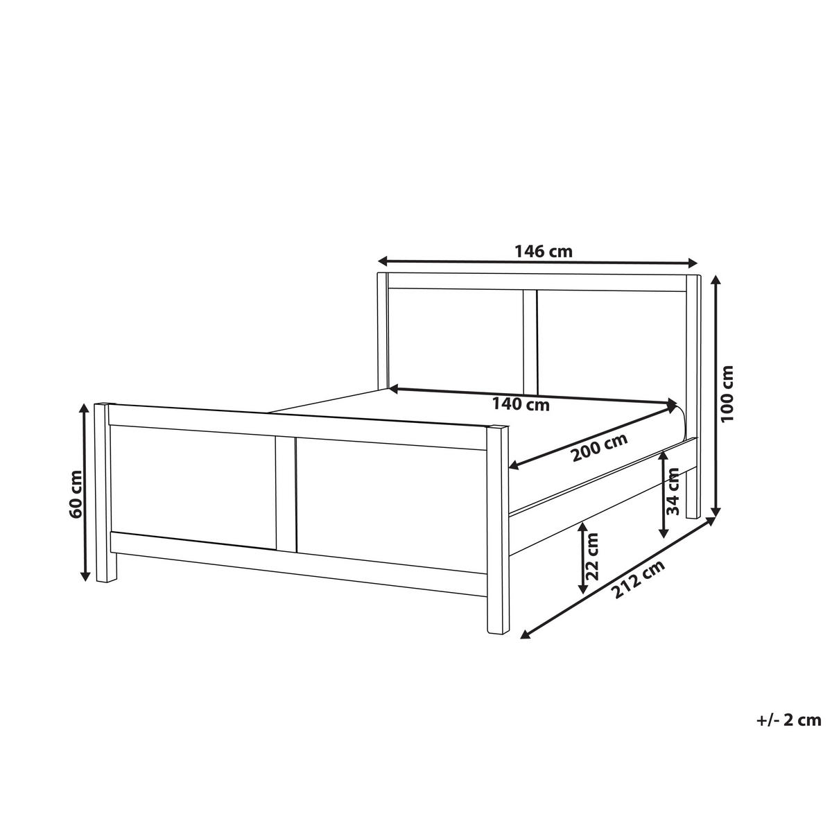 BETT mit Lattenrost 140x200 cm Weiß Champagnat - Weiß, Holz (140/200cm) - Beliani