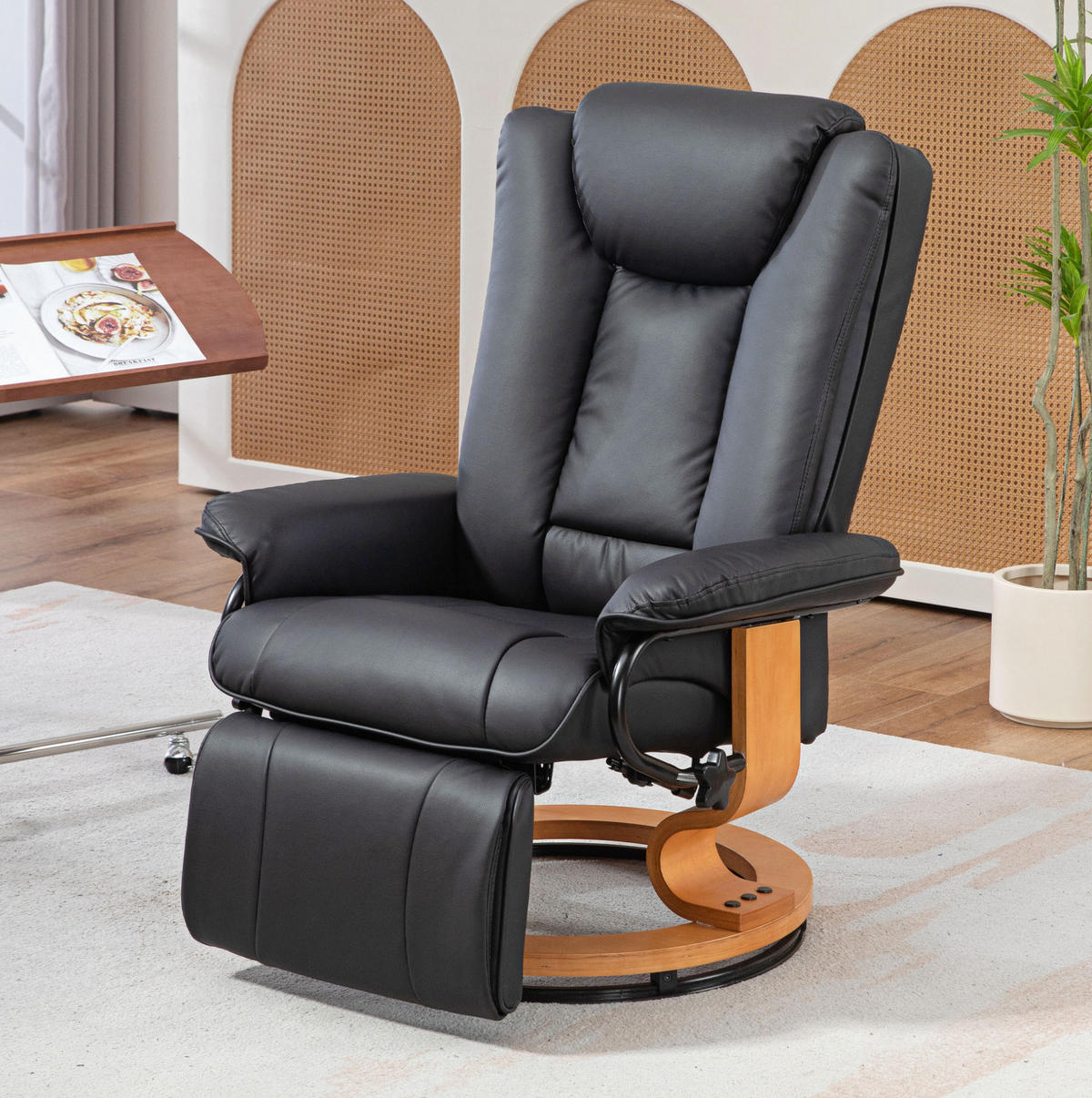 RELAXSESSEL in Schwarz 88x78x103 cm mit 360°-Drehfunktion und verstellbarer Rückenlehne - Schwarz, Kunststoff (78/103/88cm) - IVMEU