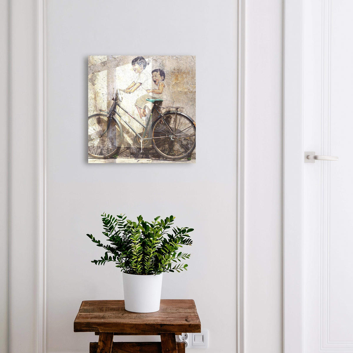 SCHLÜSSELBOX Schwarz 30x30 cm- Türöffnung nach rechts - Kinder und Fahrrad - Beige, Metall (30/30/5cm) - TULUP