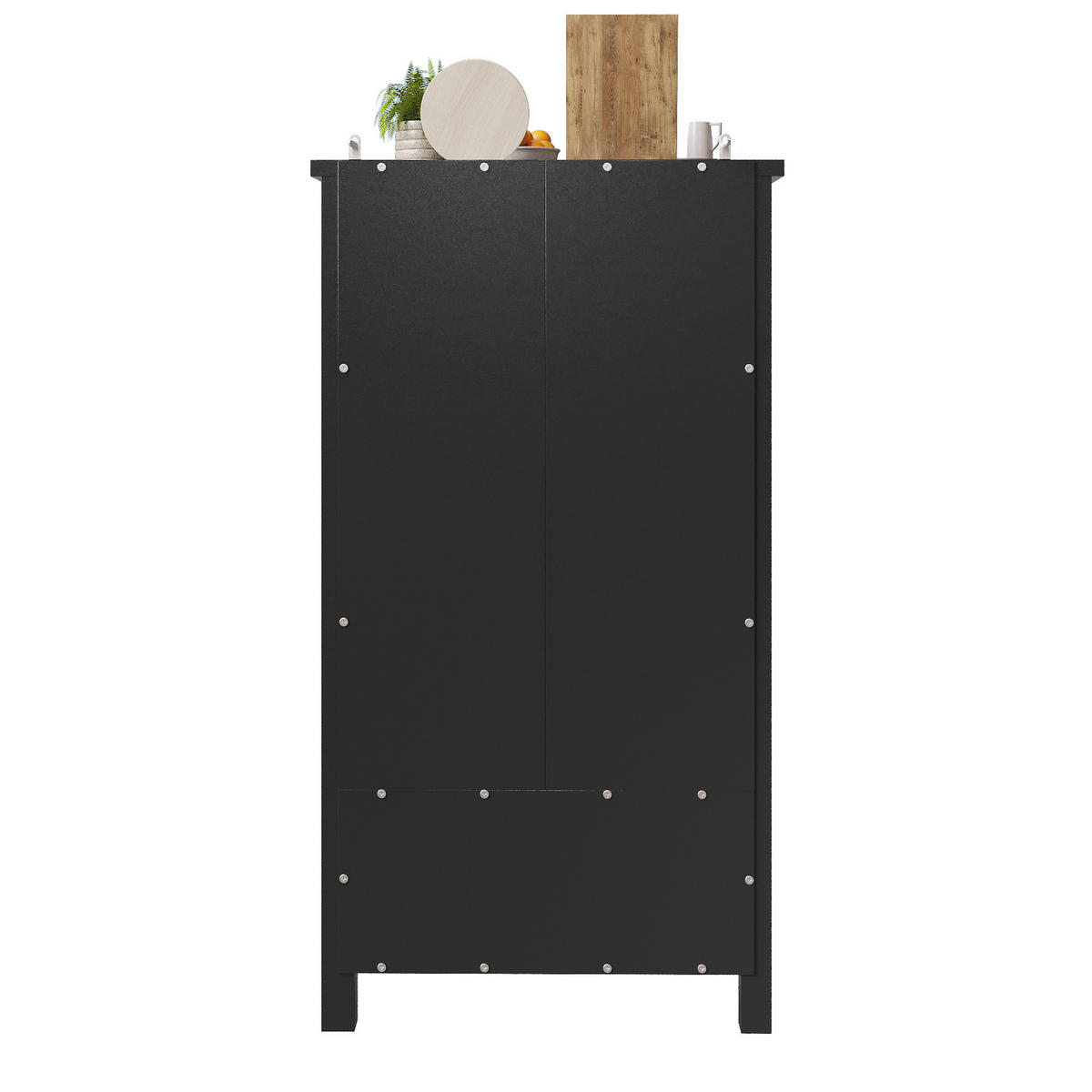 HIGHBOARD DE-38378 80/40/140 cm mit 2 Türen und 5 Schubladen Schwarz - Schwarz, Holzwerkstoff (80/140/40cm) - ComfortXL