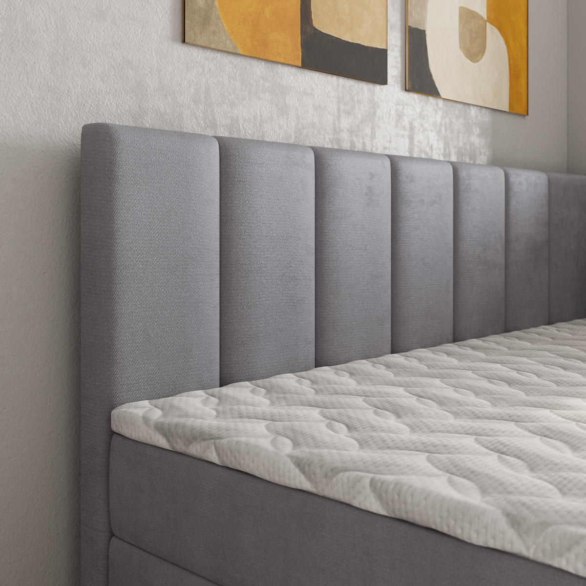 BOXBETT BEVE 80x200 cm mit Matratze und Topper, H2+H3 - Grau - Grau, Holz (80/200cm) - MASSENO