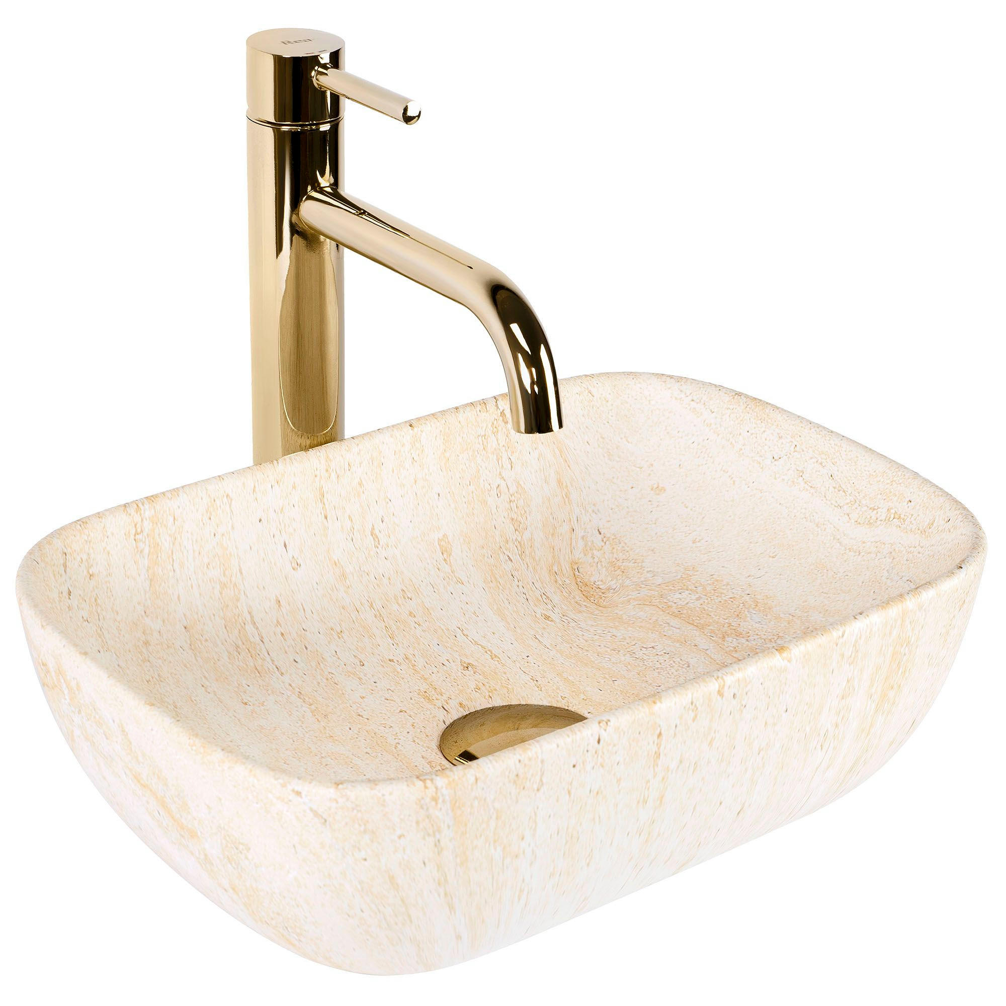 AUFSATZWASCHBECKEN BELINDA MINI TRAVERTINE MATT 36/25/11,5 cm - Beige, Keramik (36/11.5/25cm) - REA