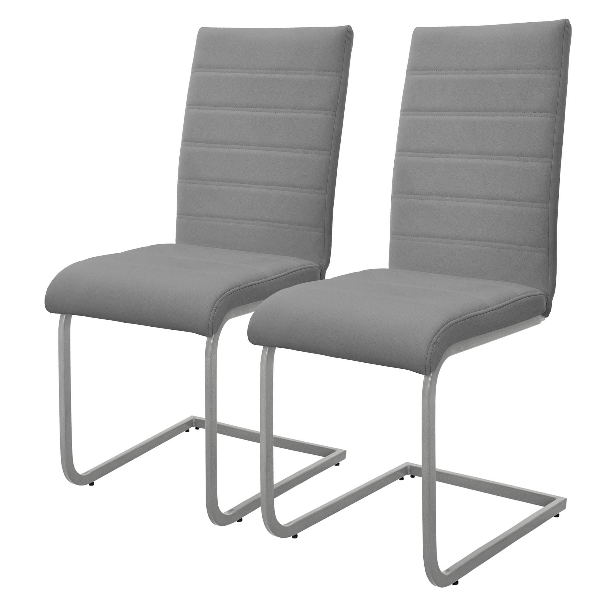 ESSZIMMERSTUHL grau 2er Set - Grau, Metall (57/102/40cm) - ML-DESIGN
