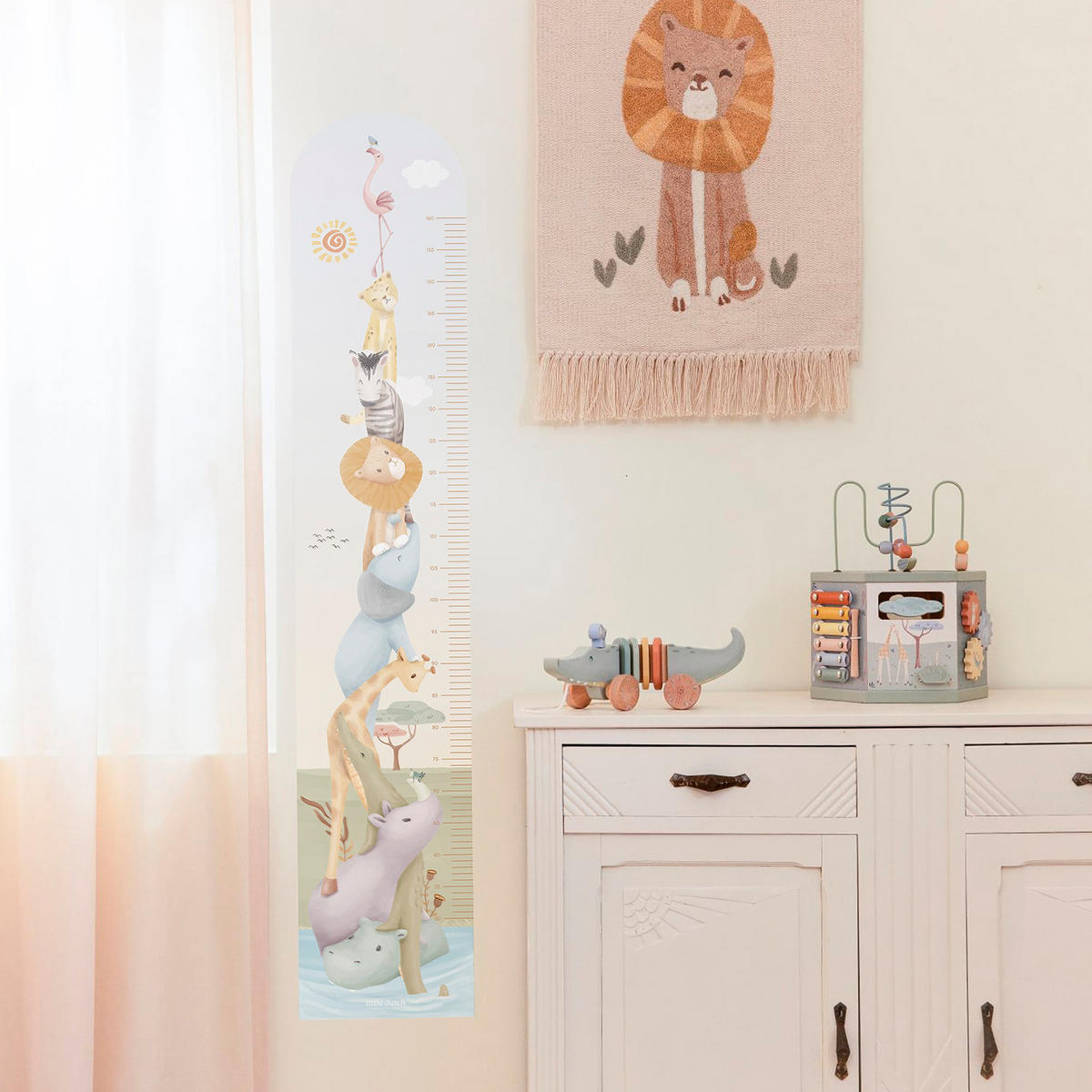WACHTUMSMESSER Safari 142x27.5cm - Multicolor, Papier/Kunststoff (27.5/1cm) - Little Dutch