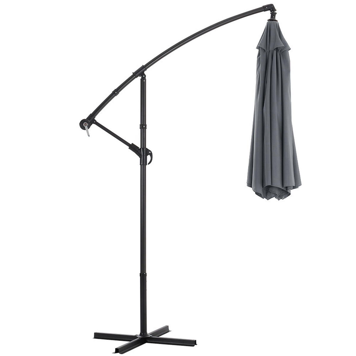 AMPELSCHIRM mit den Kreuzständer aus Polyester Metall in Dunkelgrau drehbar 360° neigbar 60° 3 x 2.6m - Dunkelgrau, Metall (300/240cm) - Livingandhome