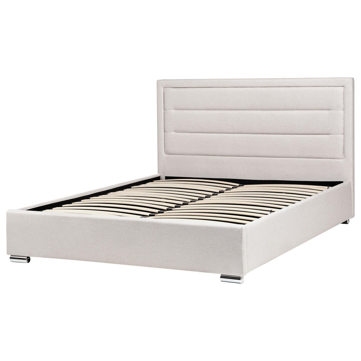 BETT mit Stauraum 160/200 cm Hellbeige Rouen - Beige, Textil (160/200cm) - Beliani