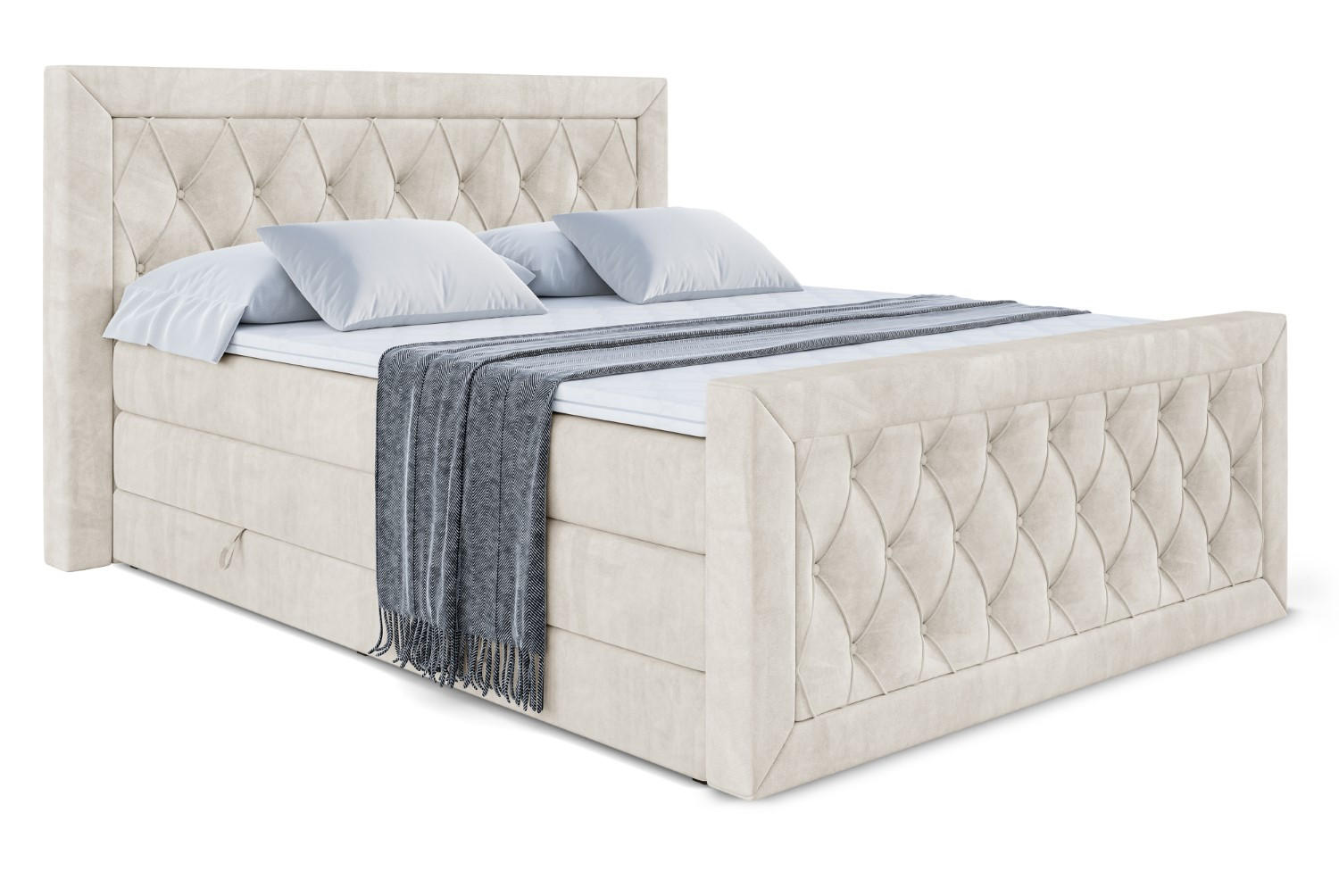 BOXSPRINGBETT NOEL-Z KING - 120 x 200 - H3/H4 - Ecru - Ecru, Holzwerkstoff (120/200cm) - ALTDECOR
