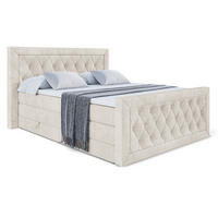 BOXSPRINGBETT NOEL-Z KING - 120 x 200 - H3/H4 - Ecru - Ecru, Holzwerkstoff (120/200cm) - ALTDECOR