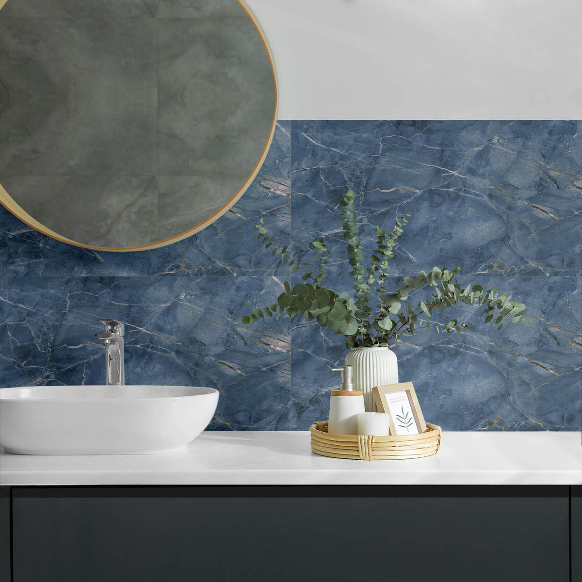 WANDPANEEL 6x 60x30 cm selbstklebend Lazurite - Dunkelblau, Kunststoff (30/1.6/60cm) - Wallfluent