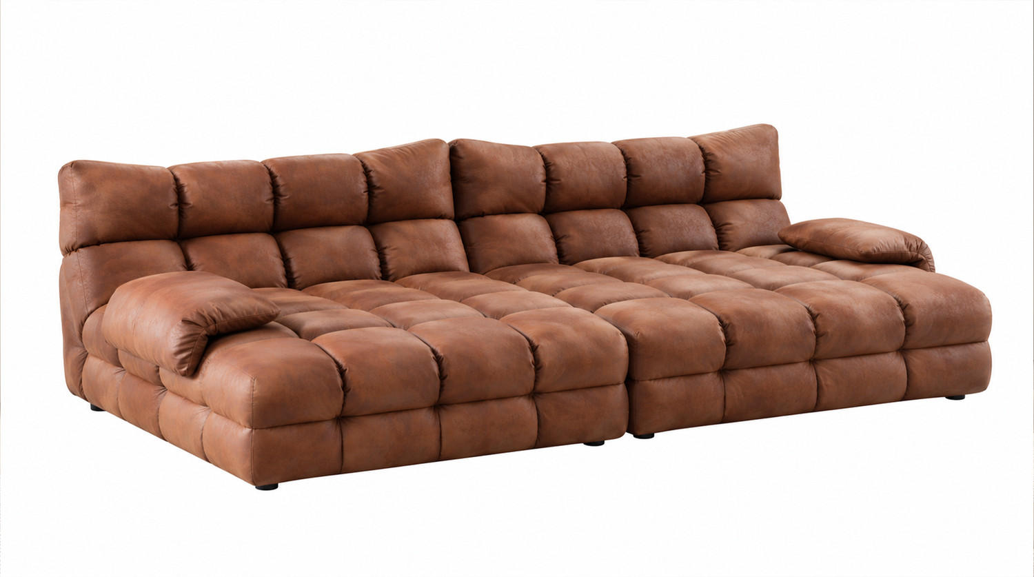 BIG SOFA AMIA Braun Lederfaserstoff - Dunkelbraun/Schwarz, Leder/Kunststoff (290/86/178cm) - KAWOLA