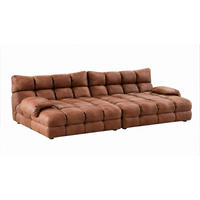 BIG SOFA AMIA Braun Lederfaserstoff - Dunkelbraun/Schwarz, Leder/Kunststoff (290/86/178cm) - KAWOLA