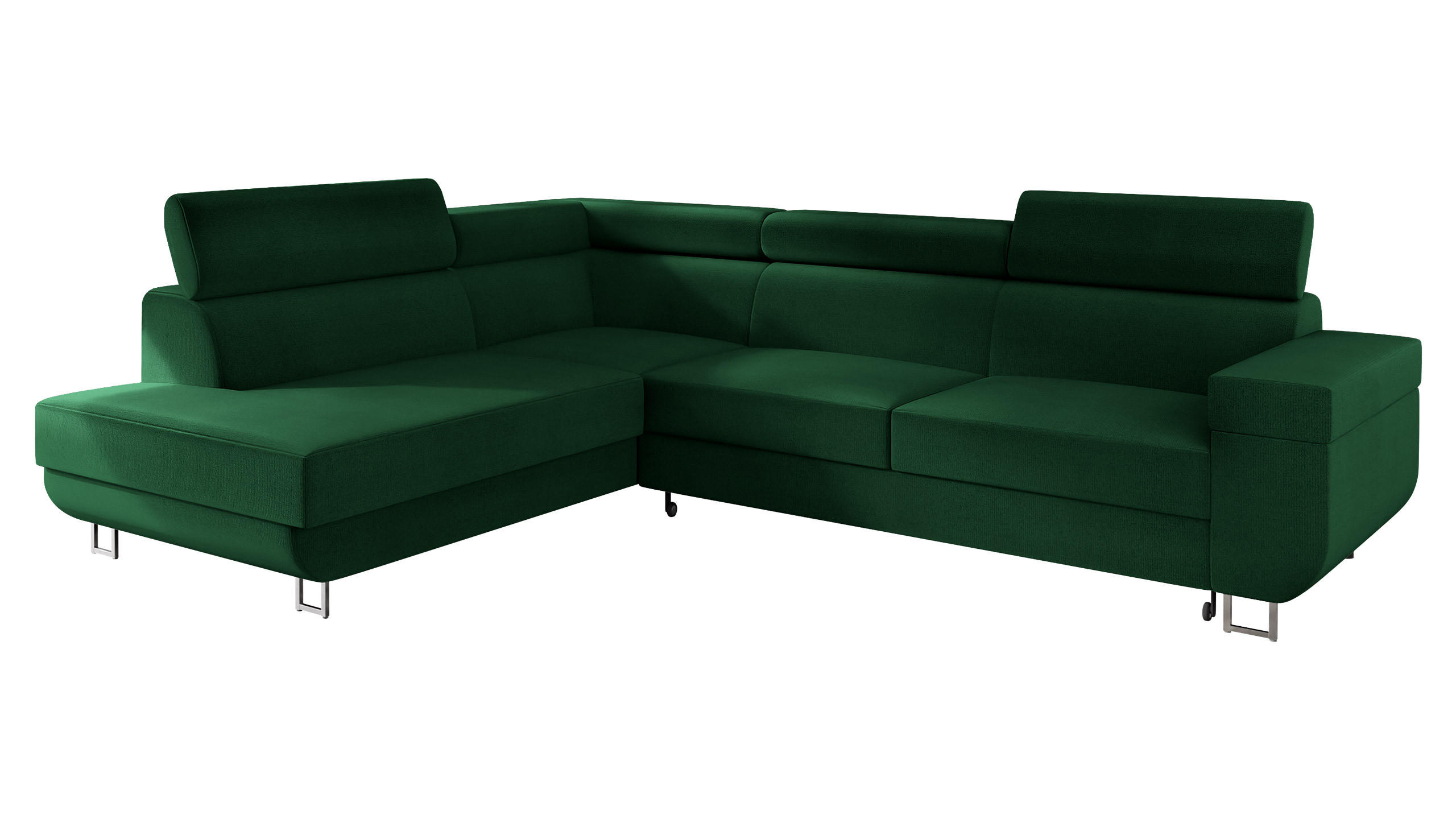 ECKSOFA Fonti, Seite: Links - Dunkelgrün, Holz/Textil (253/188cm) - MIRJAN24