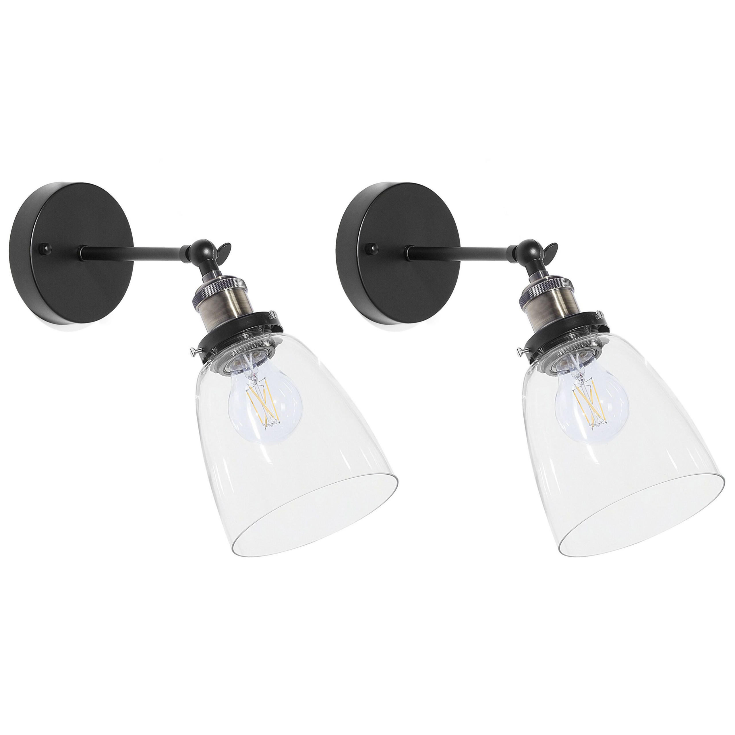 WANDLEUCHTE 2er-Set Lovat 25/14/26 cm - Schwarz, Metall (14/26/25cm) - Beliani
