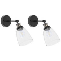 WANDLEUCHTE 2er-Set Lovat 25/14/26 cm - Schwarz, Metall (14/26/25cm) - Beliani