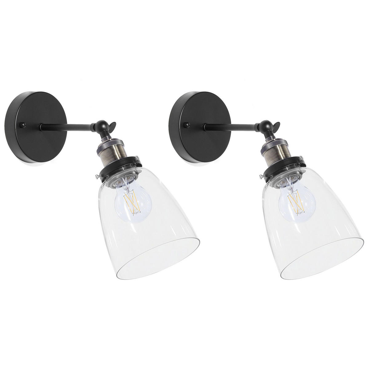 WANDLEUCHTE 2er-Set Lovat 25/14/26 cm - Schwarz, Metall (14/26/25cm) - Beliani