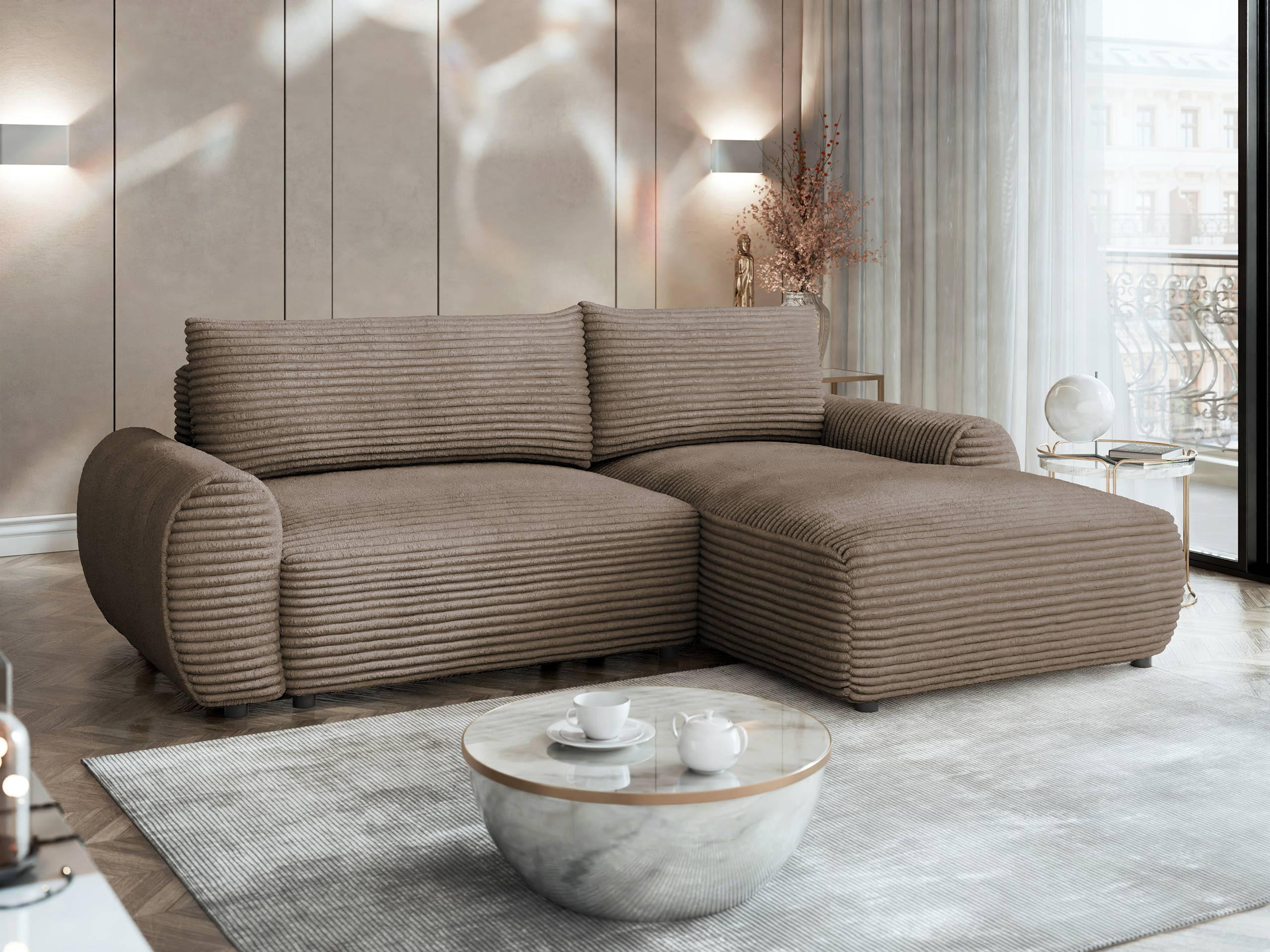 ECKSOFA Bello, Seite: Rechts - Hellbraun/Schwarz, Holz/Kunststoff (267/177cm) - MIRJAN24