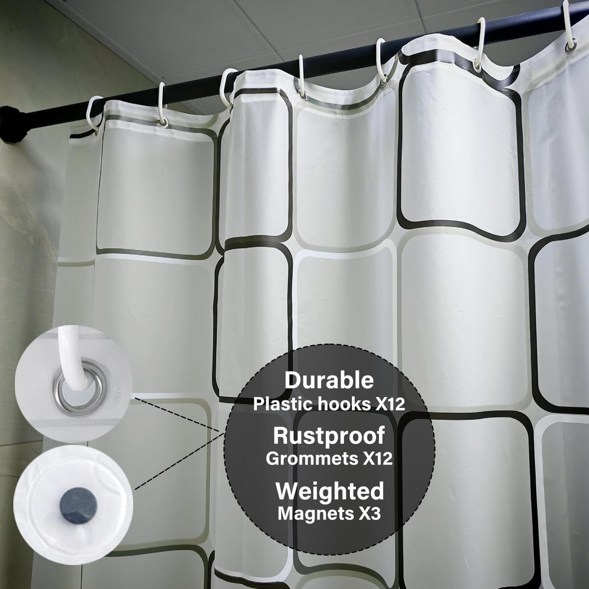 DUSCHVORHANG, transparent，180/200CM - Klar, Kunststoff (290/200cm)