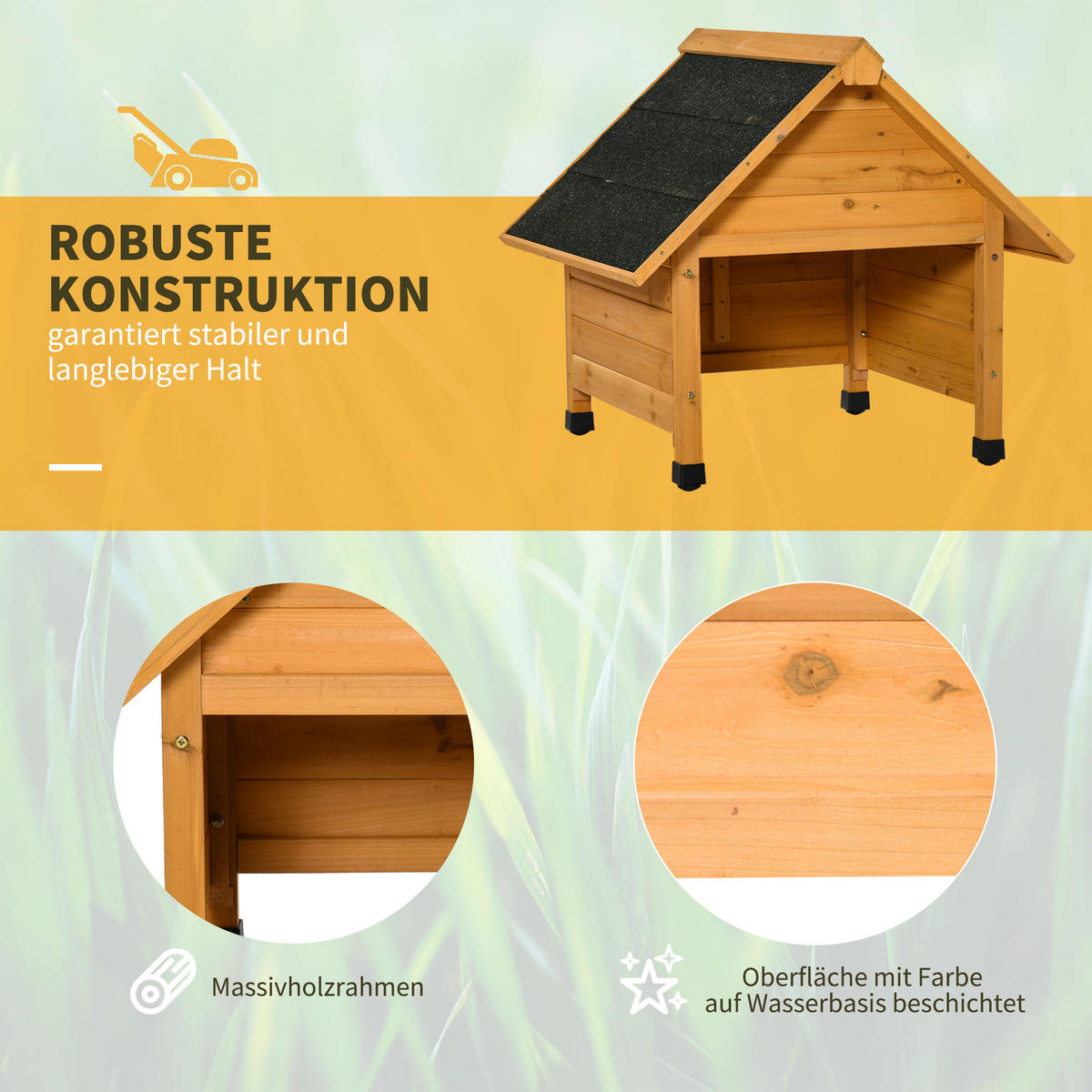 MÄHROBOTERGARAGE Tannenholz Gelb - Gelb, Holz (76/70/75cm) - Outsunny