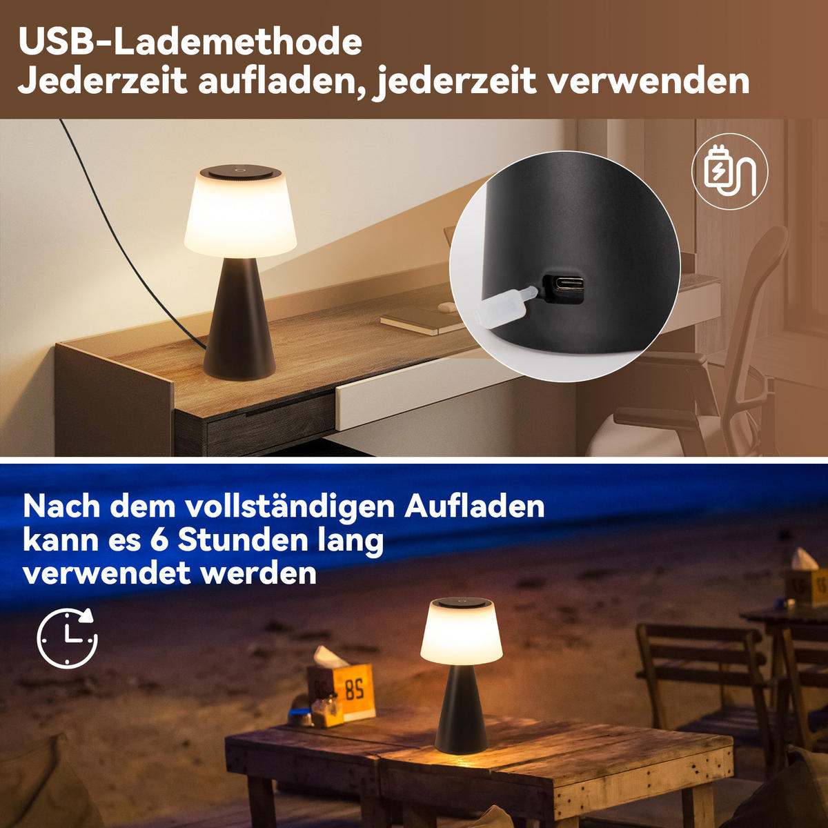 LED TISCHLEUCHTE Nathaniel - Schwarz, Kunststoff (13/13/26cm) - Nettlife