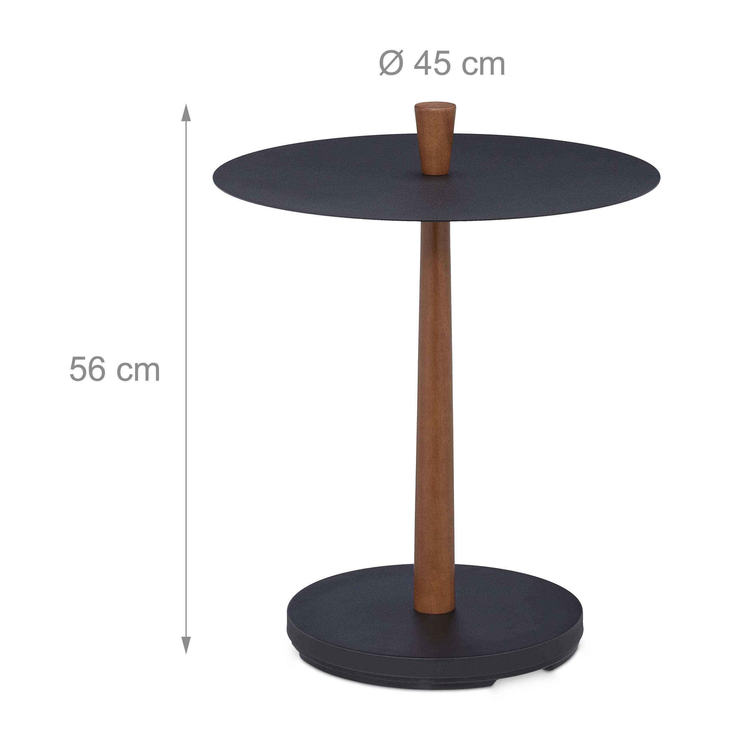 Thumbnail - Relaxdays Beistelltisch, Schwarz, Metall, Holz, 45x56x45 cm, Wohnzimmer, Wohnzimmertische, Beistelltische