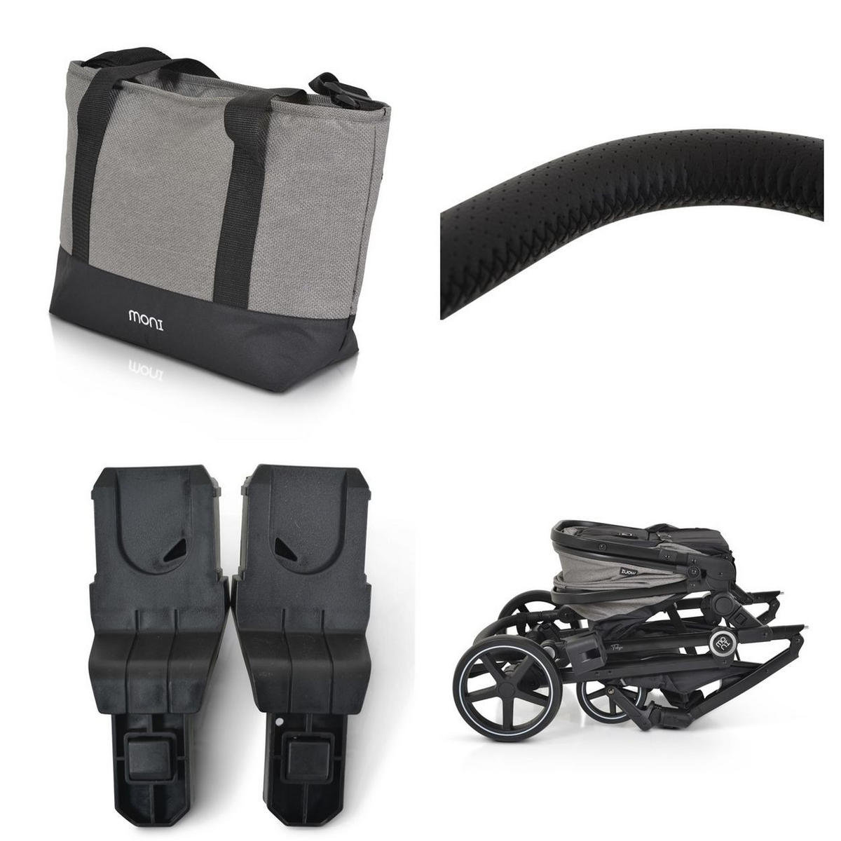 KINDERWAGEN 2 in 1 Tokyo grau umbaubar Wickeltasche Stoßdämpfer klappbar - Grau, Metall (78/58/109cm) - Moni
