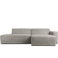 ECKSOFA-RECHTS MUDI in moderner Optik mit hochwertigem Kaltschaum, Cord-Stoff, hellgrau - Hellgrau/Schwarz, Textil (280/160cm) - KONSIMO®