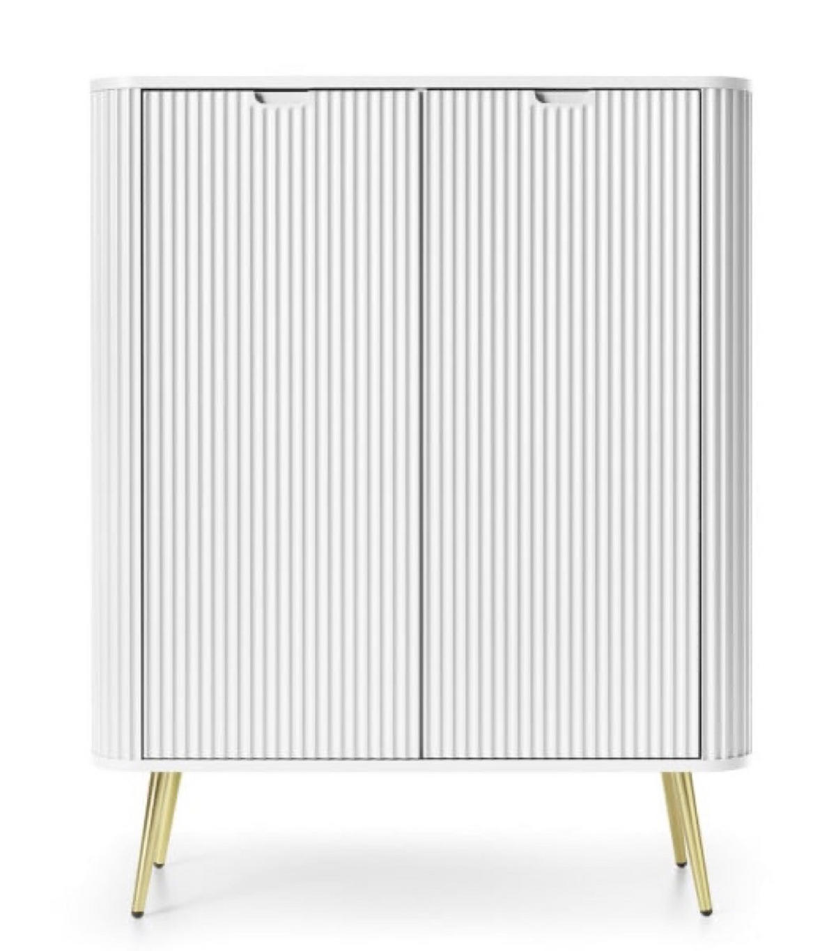 KOMMODE Weiß Zoja Hoch Gefräst K103 Goldene Griffe - Weiß, Holzwerkstoff (103/129/39cm) - Sepro Meble