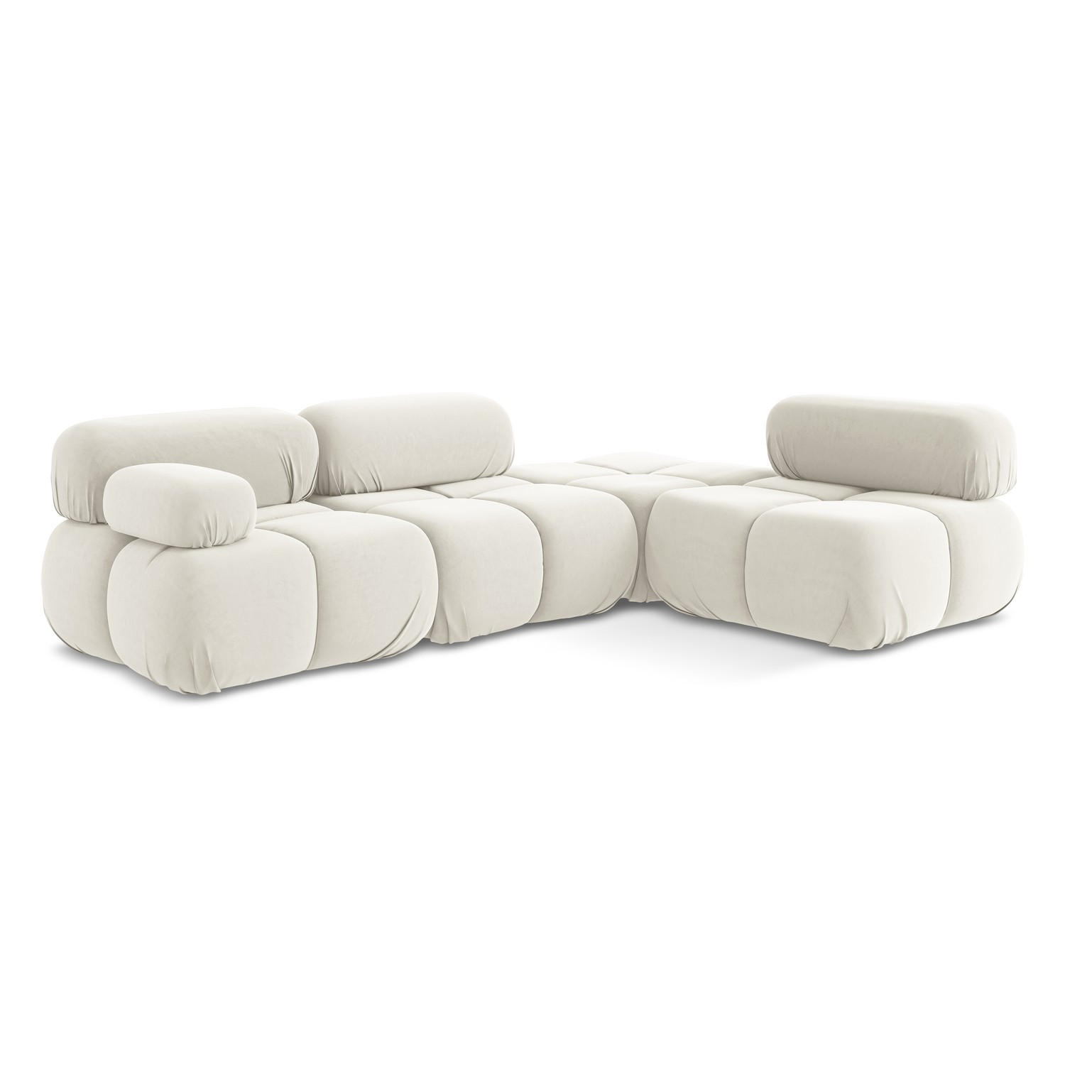 ECKSOFA Rechts Samt Stoff Beige - Beige/Creme, Kunststoff/Textil (285/190cm) - LaMiaSofa