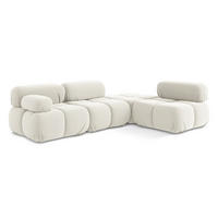 ECKSOFA Rechts Samt Stoff Beige - Beige/Creme, Kunststoff/Textil (285/190cm) - LaMiaSofa