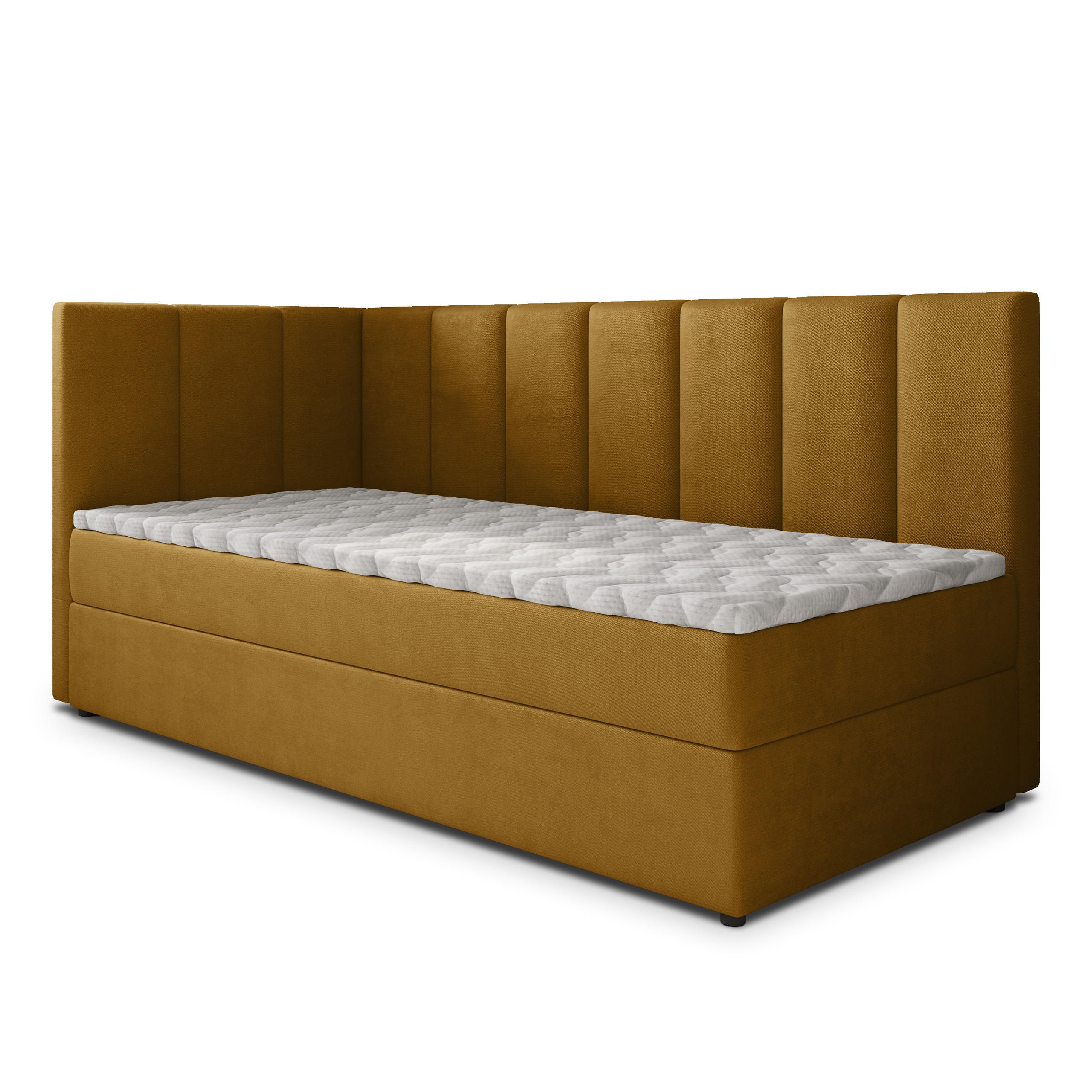 BOXBETT BEVE 100x200 cm mit Matratze und Topper, H2+H3 - Gelb - Gelb, Holz (100/200cm) - MASSENO