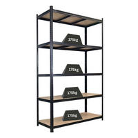 SCHWERLASTREGAL Giant Ragnar für Gesamtlast 875kg 200x120x50 5 MDF-Platten-Ebenen Schwarz - Schwarz, Metall (120/200/50cm) - PROREGAL