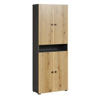 BADEZIMMERSÄULE mit Rillen, 4 Türen und 1 Fach - purebliss 70/31/186 cm - Eichefarben, Holzwerkstoff (70/188/31cm) - Trendteam
