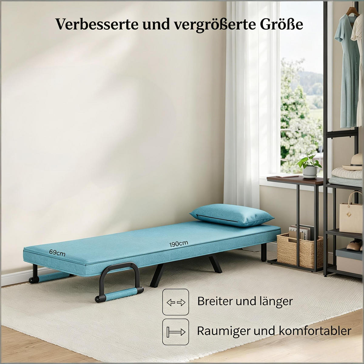 SCHLAFSESSEL 3-in-1 mit Bettfunktion, DE-42147, Hellblau - Blau, Metall (66.5/82/65cm) - ComfortXL
