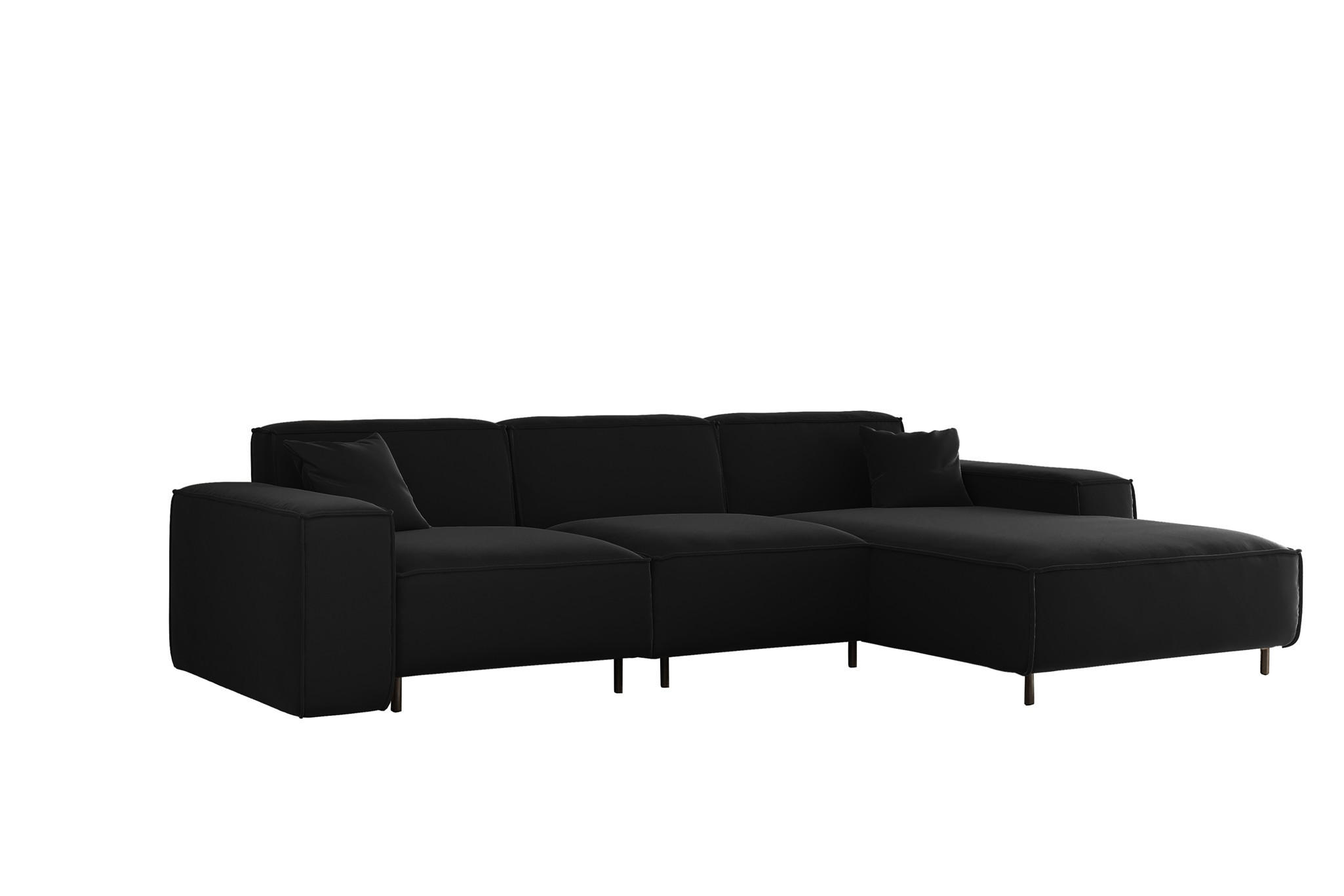 ECKSOFA Gloria In Tiffani - Schwarz, Holzwerkstoff/Textil (266/165cm) - Fun Möbel