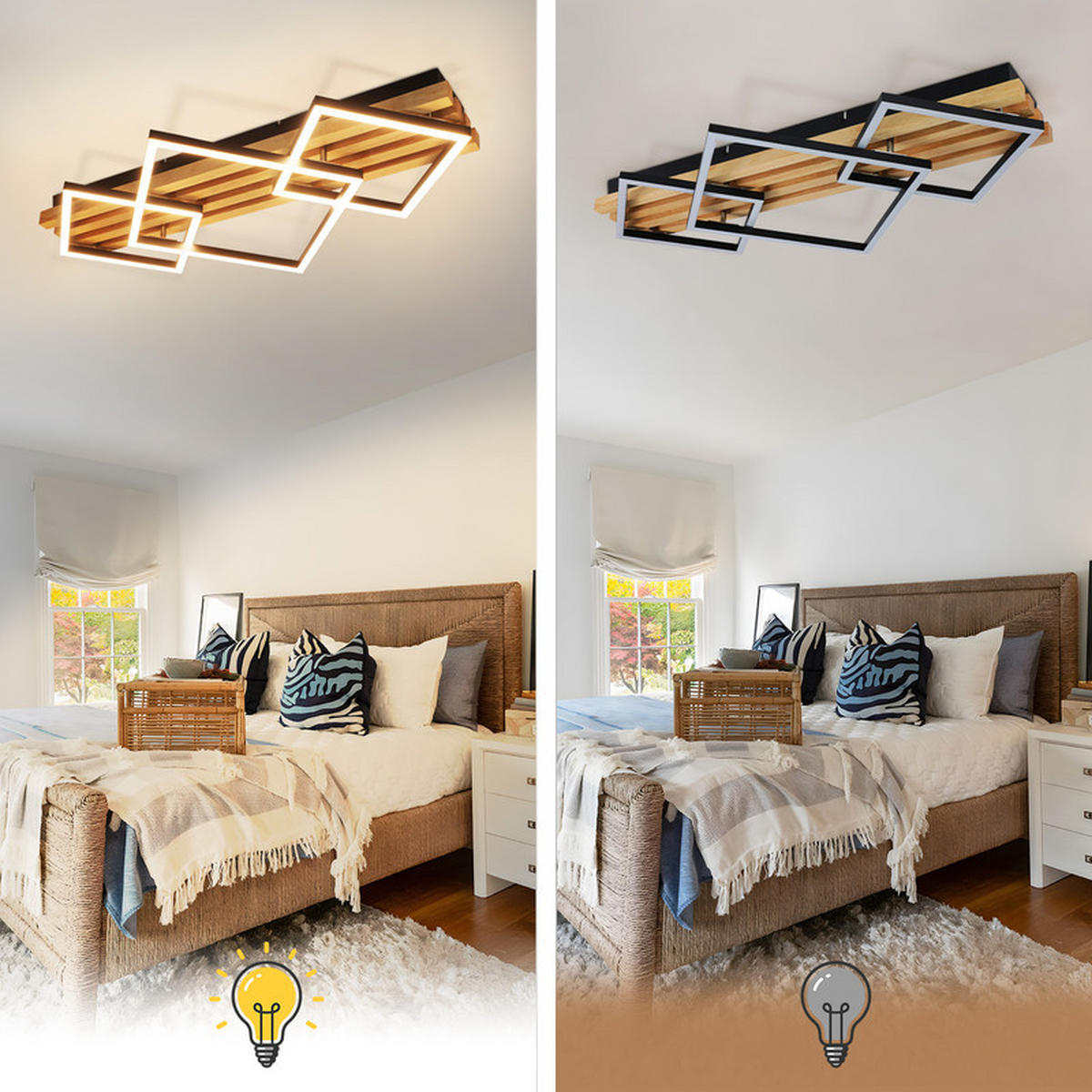 LED-DECKENLEUCHTE Elisabeth II 8.8/71.6/41.6cm - Eschefarben, Holz (8.8/71.6/41.6cm) - Nettlife
