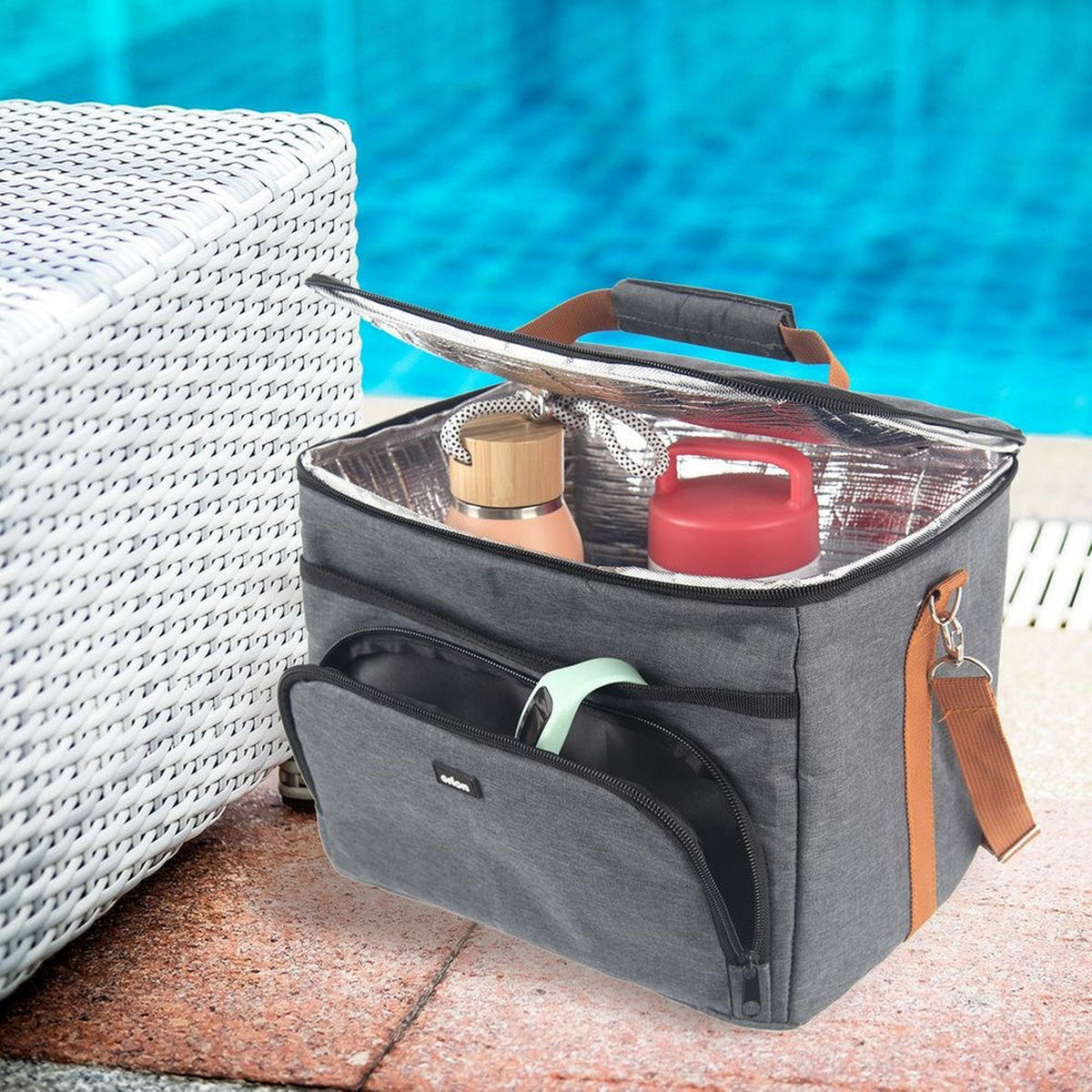 THERMOTASCHE isoliert 11 l Grau - Grau, Textil (23.5/22/31.5cm) - Orion 