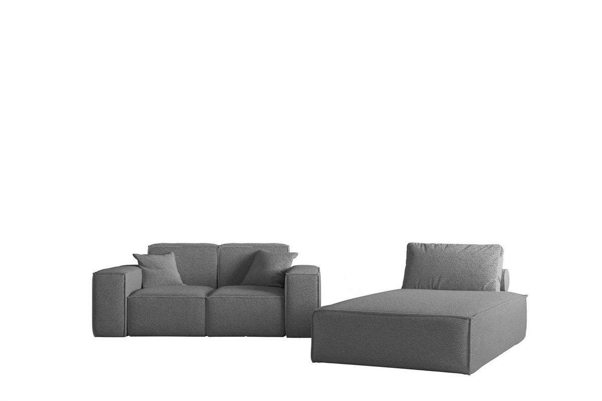SOFA Sezlong Celes Premium 2er-set - Grau, Holzwerkstoff/Textil (110/95/194cm) - Fun Möbel