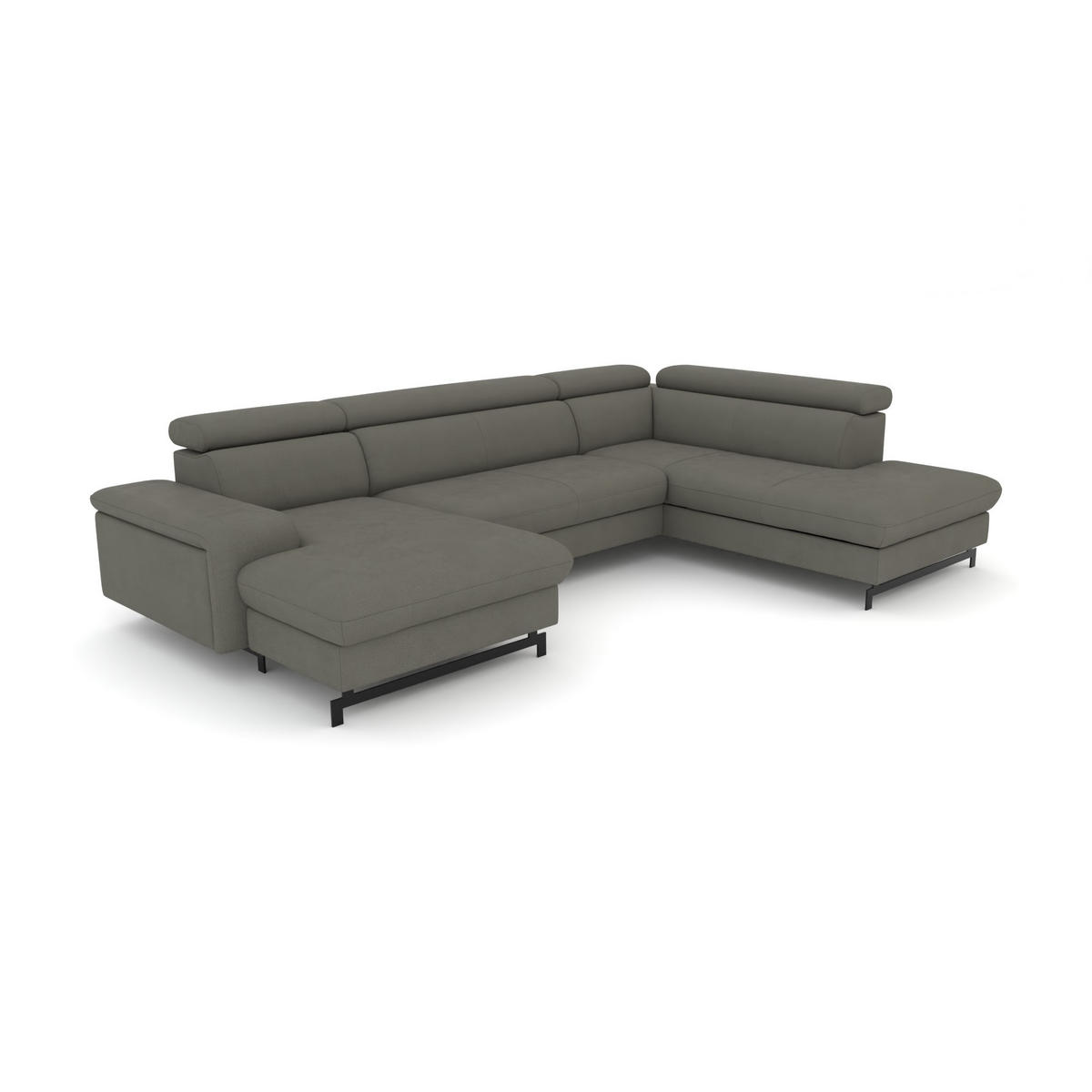 WOHNLANDSCHAFT Vaasa mit Schlaffunktion - Graubraun, Kunststoff/Textil (328/81/215cm) - foamnova