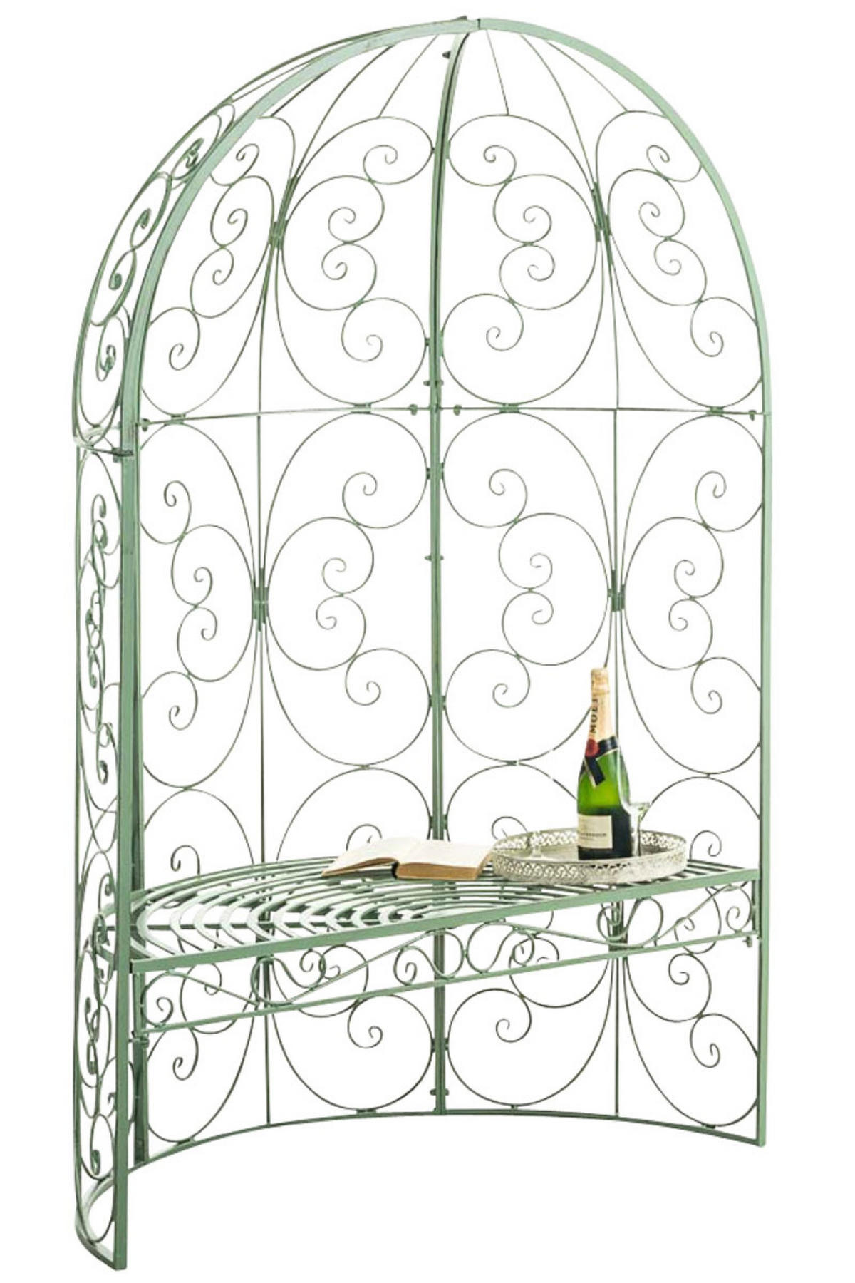 HALBPAVILLON Rosalia mit Sitzbank antik-grün - Grün, Metall (120/178/58cm) - TPFGarden