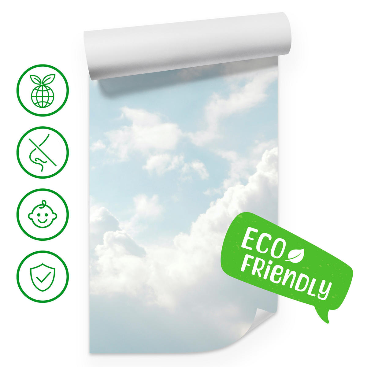 FOTOTAPETE für Schlafzimmer Dichte Weiße Wolken Himmel 150x105 - Blau/Weiß, Papier (150/105cm) - Muralo