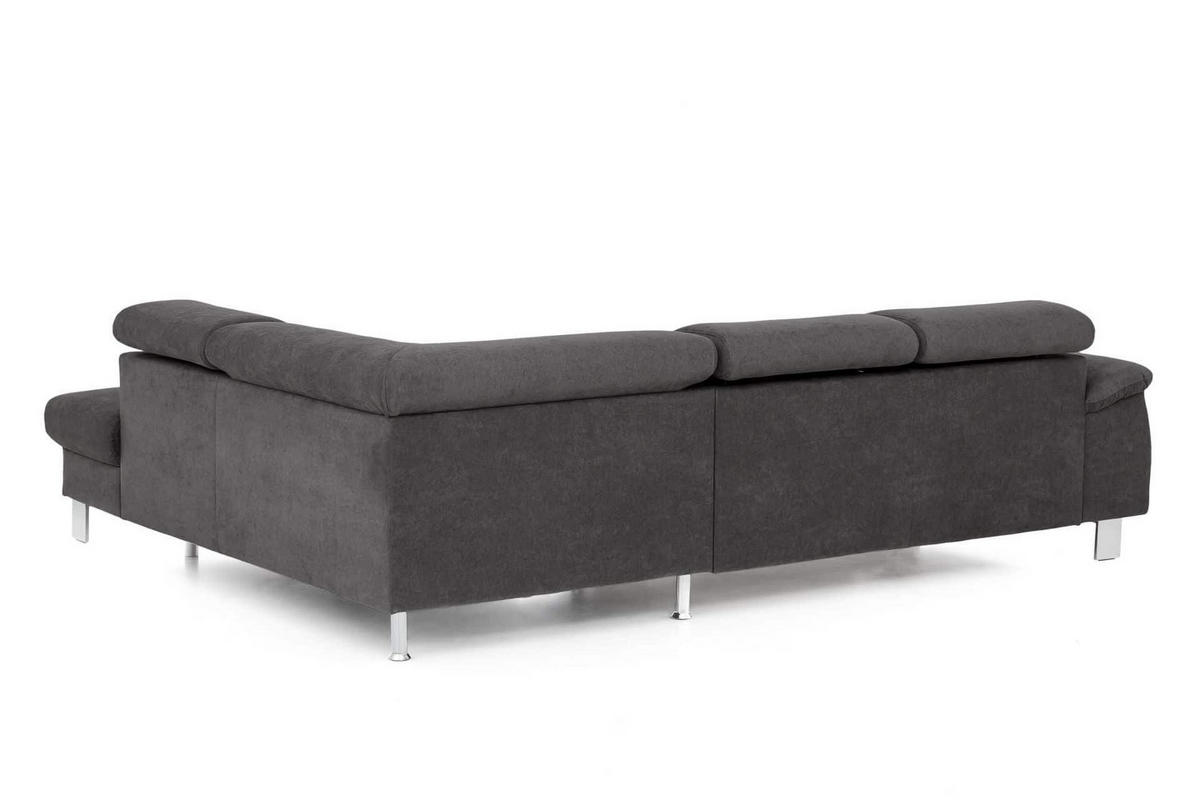 ECKSOFA mit Schlaffunktion und Bettkasten - Chromfarben/Dunkelgrau, Holz/Textil (207/249cm) - Cotta