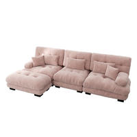 ECKSOFA 313/145/81 cm pink aus Chenille mit modularem Design und Ottomanen - Pink, Textil (145/313cm) - OKWISH