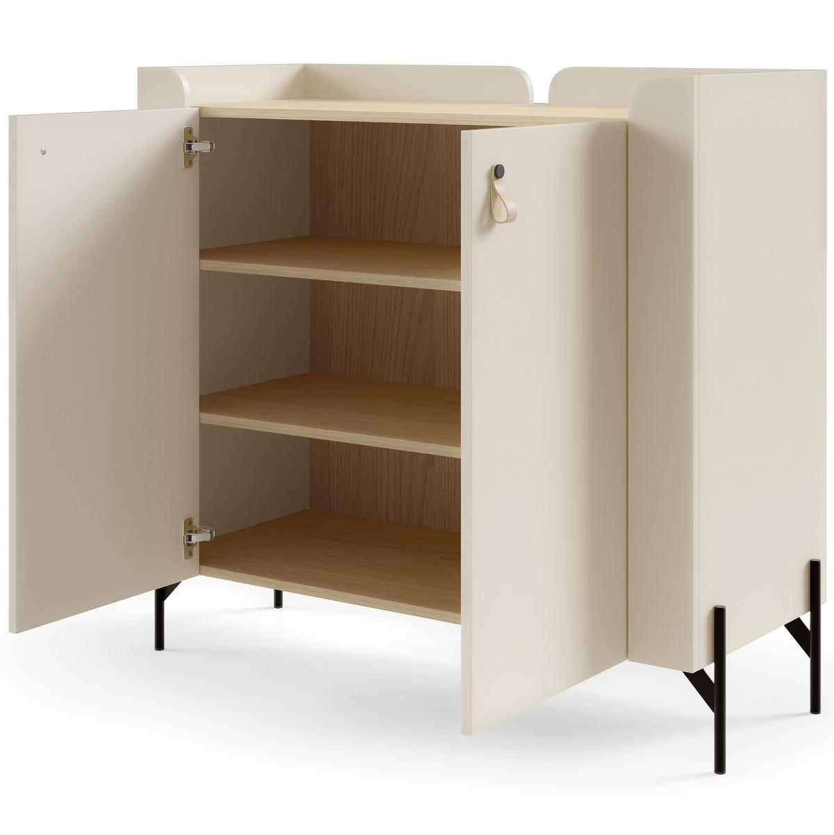 KOMODA Sorella se 2 dveřmi, 100 cm, do studentského pokoje, macadamia + dub Mavelie - béžová/barva dubu, kov/kompozitní dřevo (100/95/42cm) - Beautysofa