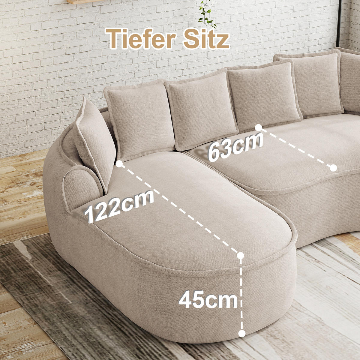 SCHLAFSOFA DE-34260 modular Hellbraun - Hellbraun, Textil (164/67/184cm) - ComfortXL