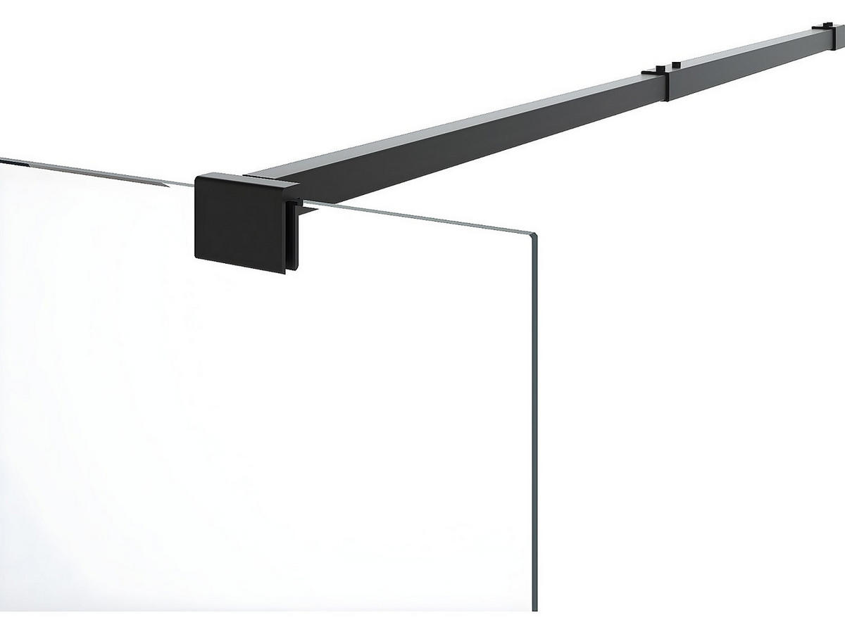 DUSCHTRENNWAND Seitenwand italienische Dusche mit Handtuchhalter - 120 x 200 cm - Sicherheitsglas - Schwarz matt - KRISTEN - Schwarz, Metall (120/200cm) - Vente-Unique