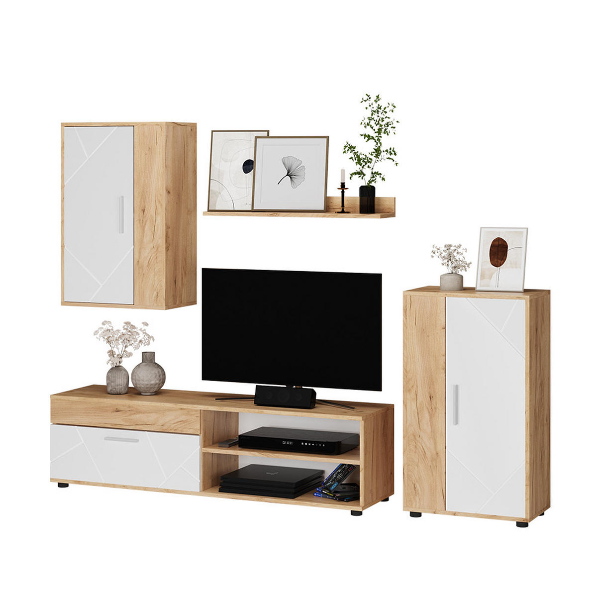 NÁSTĚNNÁ SKŘÍŇKA Berno GKO/bílá - bílá/medově dubová, kompozitní dřevo (140/38.7/35.2cm) - Vicco