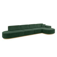 ECKSOFA Ottomane Rechts MARI-L3-v2 - 413x171x83 cm Grün Cord - Grün, Holzwerkstoff/Textil (171/413cm) - ALTDECOR